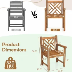 Tangkula Teak Wood Patio Dining Chair