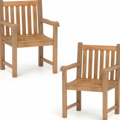Tangkula Teak Wood Patio Dining Chair