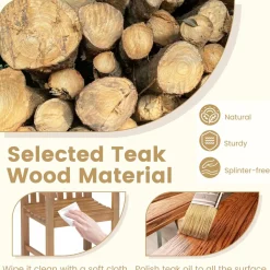 Tangkula Teak Wood Patio Dining Chair