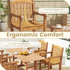 Tangkula Teak Wood Patio Dining Chair