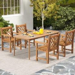 Tangkula Teak Wood Patio Dining Chair