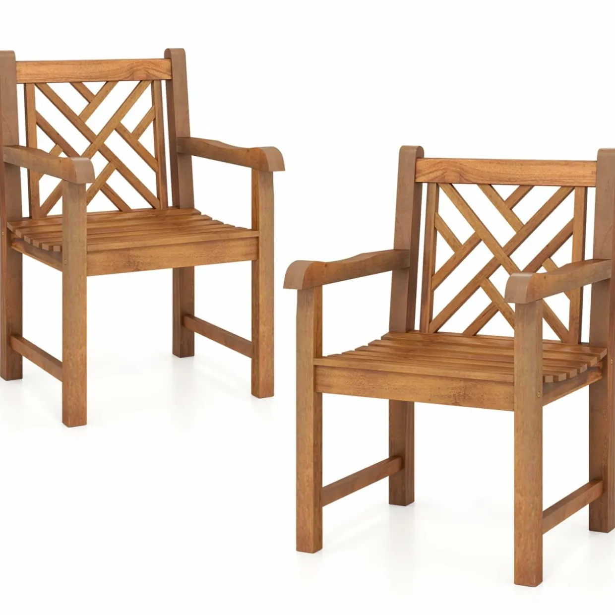 Tangkula Teak Wood Patio Dining Chair
