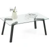 Tangkula Tempered Glass Coffee Table, Modern Cocktail Table, Clear Tea Table for Living Room Reception Office