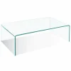 Tangkula Tempered Glass Coffee Table, Clear Coffee Table, International Occasion Tea Table