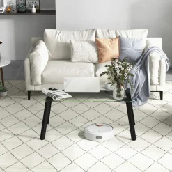 Tangkula Tempered Glass Coffee Table, Modern Cocktail Table, Clear Tea Table for Living Room Reception Office