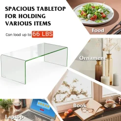 Tangkula Tempered Glass Coffee Table, Clear Coffee Table, International Occasion Tea Table