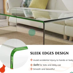 Tangkula Tempered Glass Coffee Table, Clear Coffee Table, International Occasion Tea Table