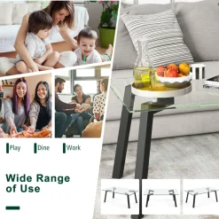 Tangkula Tempered Glass Coffee Table, Modern Cocktail Table, Clear Tea Table for Living Room Reception Office