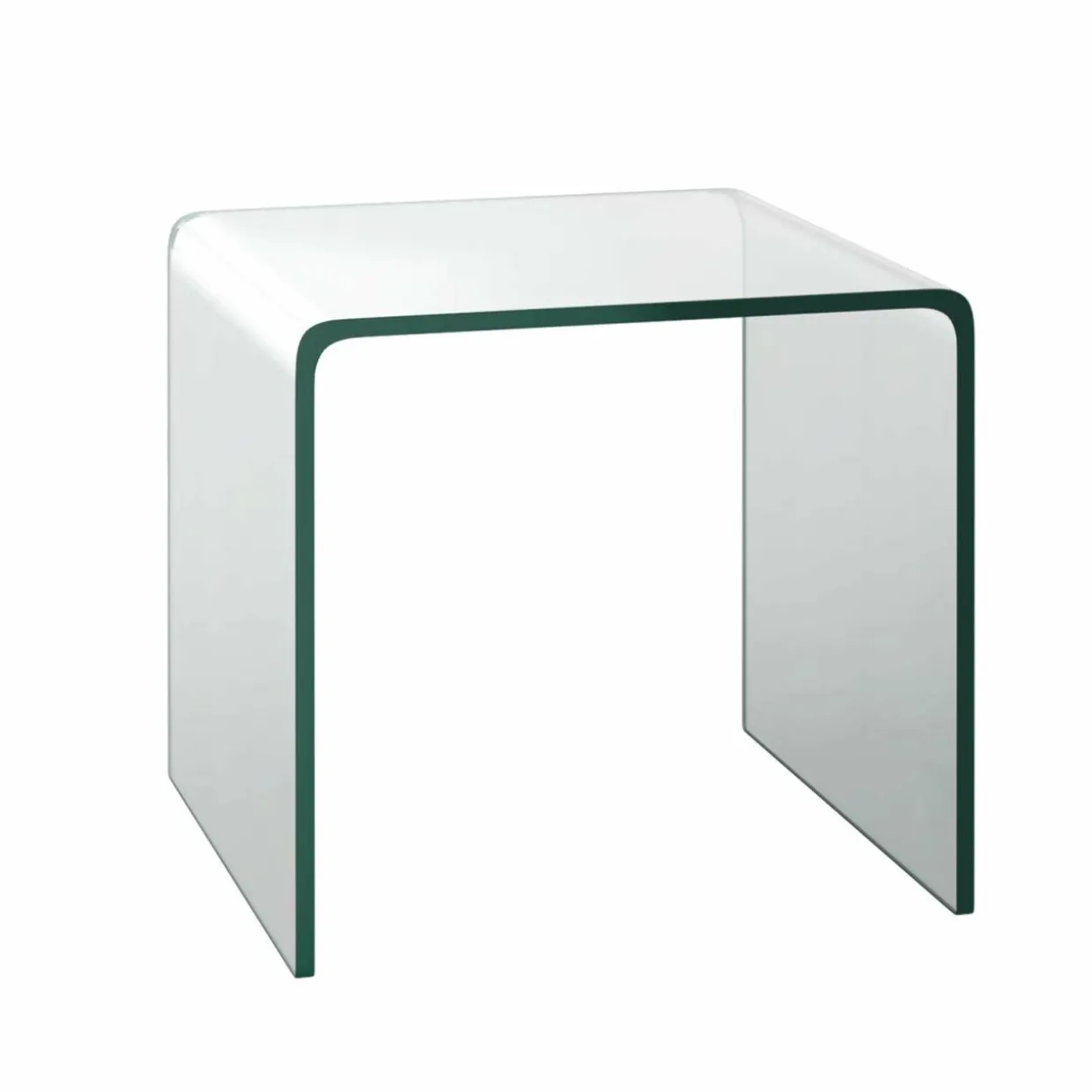 Tangkula Tempered Glass End Table, Clear Sofa End Tables with Waterfall Edges & Non-Slip Pad, 18 x 18 x 16 inches, No Assembly Needed