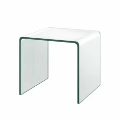 Tangkula Tempered Glass End Table, Clear Sofa End Tables with Waterfall Edges & Non-Slip Pad, 18 x 18 x 16 inches, No Assembly Needed