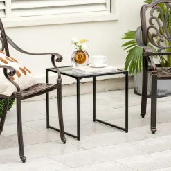 Tangkula Tempered Glass Top Side Table