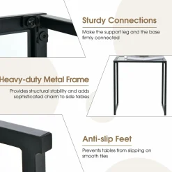 Tangkula Tempered Glass Top Side Table