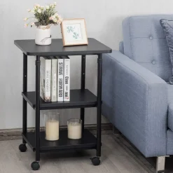 Tangkula 3-Tier Adjustable Printer Stand, Rolling Printer Cart with 2 Storage Shelves