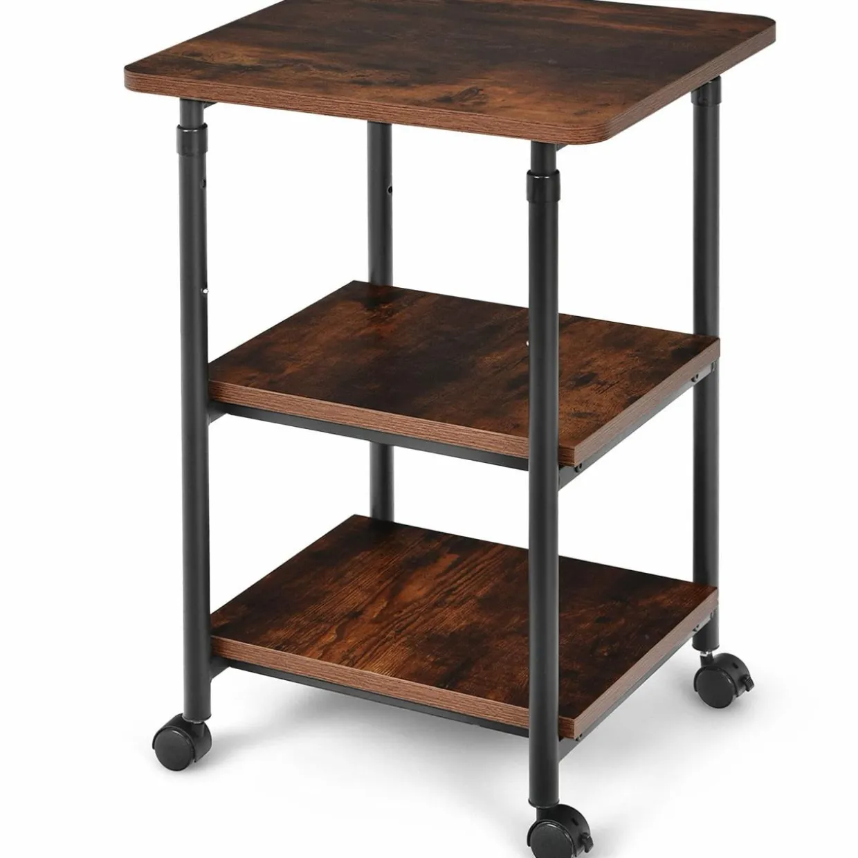 Tangkula 3-Tier Adjustable Printer Stand, Rolling Printer Cart with 2 Storage Shelves