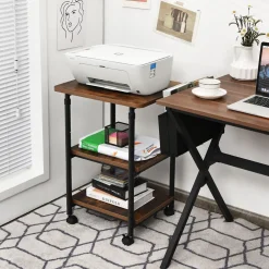 Tangkula 3-Tier Adjustable Printer Stand, Rolling Printer Cart with 2 Storage Shelves