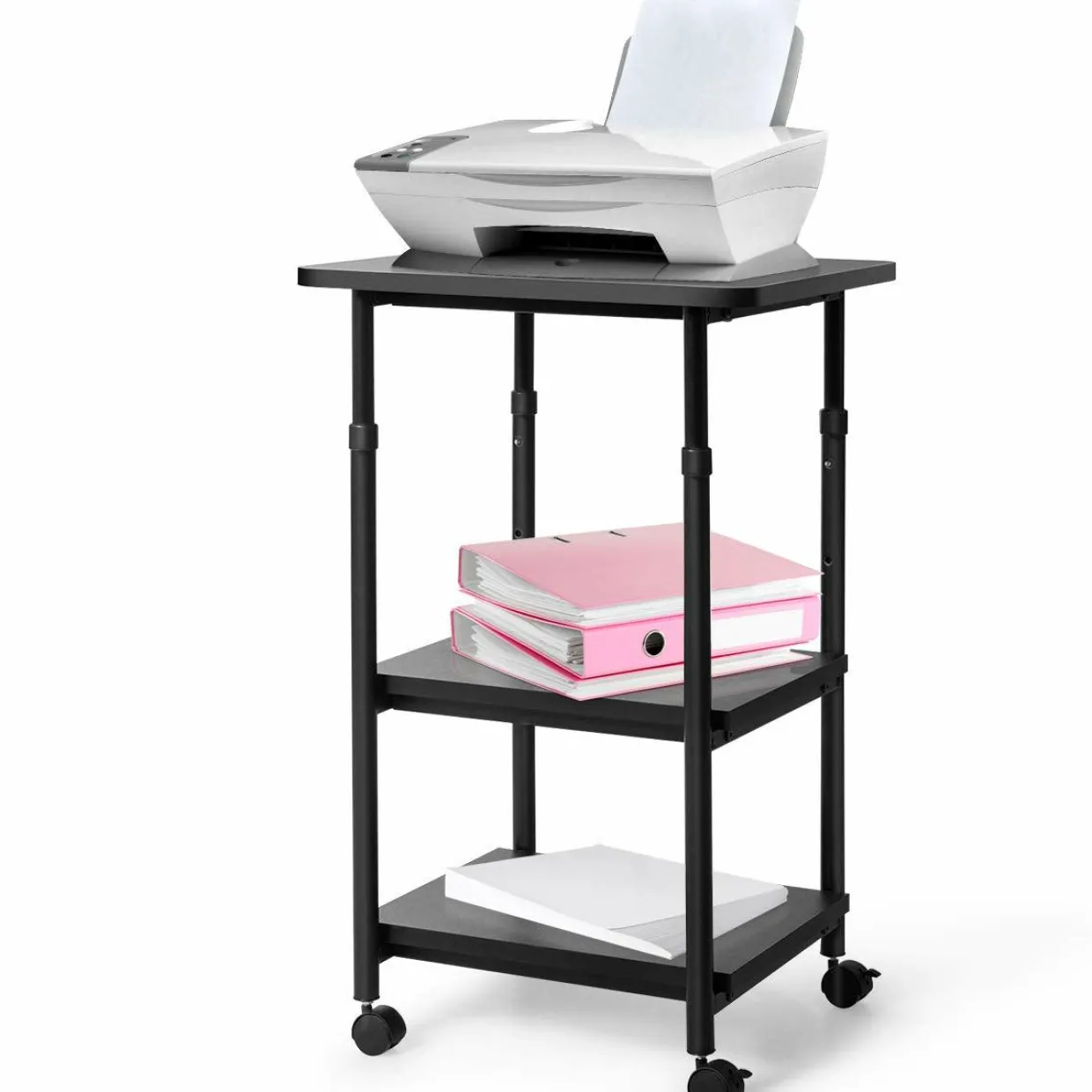 Tangkula 3-Tier Adjustable Printer Stand, Rolling Printer Cart with 2 Storage Shelves