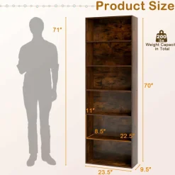Tangkula 6-Tier Bookcase, 70