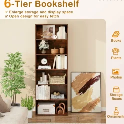 Tangkula 6-Tier Bookcase, 70