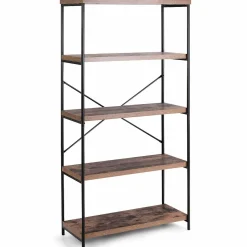 Tangkula 5-Tier Bookcase, Rustic Industrial Bookshelf