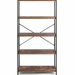 Tangkula 5-Tier Bookcase, Rustic Industrial Bookshelf