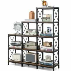 Tangkula 5-Tier Bookshelf, 12 Shelves Storage Organizer Display Shelf for Home Office Living Room