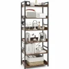 Tangkula 6-Tier Bookshelf, 70” Tall Industrial Bookcase w/Open Shelves & 4 Hooks