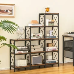 Tangkula 5-Tier Bookshelf, 12 Shelves Storage Organizer Display Shelf for Home Office Living Room