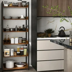 Tangkula 6-Tier Bookshelf, 70” Tall Industrial Bookcase w/Open Shelves & 4 Hooks