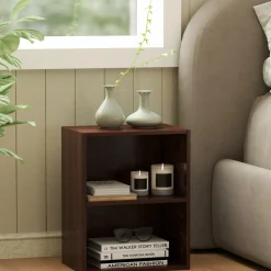 Tangkula 2-Tier Bookshelf, Open Shelf Bookcase with 7-Position Adjustable Shelf