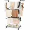 Tangkula 4-Tier Clothes Drying Rack, Collapsible Laundry Rack Stand with 2 Hanger Holders