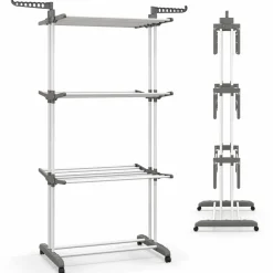 Tangkula 4-Tier Clothes Drying Rack, Collapsible Laundry Rack Stand with 2 Hanger Holders