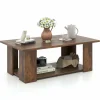 Tangkula 2-Tier Coffee Table, Modern Rectangular Center Cocktail Table with 5 Support Legs