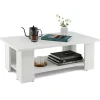 Tangkula 2-Tier Coffee Table, Center Cocktail Table with Large Tabletop & 5 Support Legs