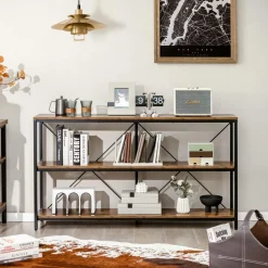 Tangkula 3-Tier Console Table, 55 Inch Long Sofa Table