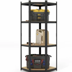 Tangkula 4-Tier Corner Shelving Unit, Adjustable Garage Storage Utility Rack, Load 1600 LBS Heavy Duty Metal Shelving Organizer