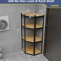 Tangkula 4-Tier Corner Shelving Unit, Adjustable Garage Storage Utility Rack, Load 1600 LBS Heavy Duty Metal Shelving Organizer
