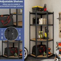 Tangkula 4-Tier Corner Shelving Unit, Adjustable Garage Storage Utility Rack, Load 1600 LBS Heavy Duty Metal Shelving Organizer