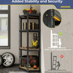 Tangkula 4-Tier Corner Shelving Unit, Adjustable Garage Storage Utility Rack, Load 1600 LBS Heavy Duty Metal Shelving Organizer