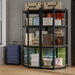 Tangkula 4-Tier Corner Shelving Unit, Adjustable Garage Storage Utility Rack, Load 1600 LBS Heavy Duty Metal Shelving Organizer