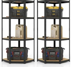 Tangkula 4-Tier Corner Shelving Unit, Adjustable Garage Storage Utility Rack, Load 1600 LBS Heavy Duty Metal Shelving Organizer