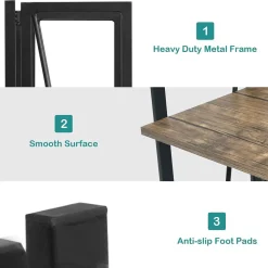 Tangkula 4-Tier Folding Bookshelf, No-Assembly Industrial Bookcase with Sturdy Iron Frame
