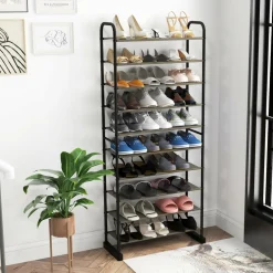 Tangkula 10-Tier Free Standing Shoes Rack, Space-saving Shoes Organizer Shoes Storage Stand