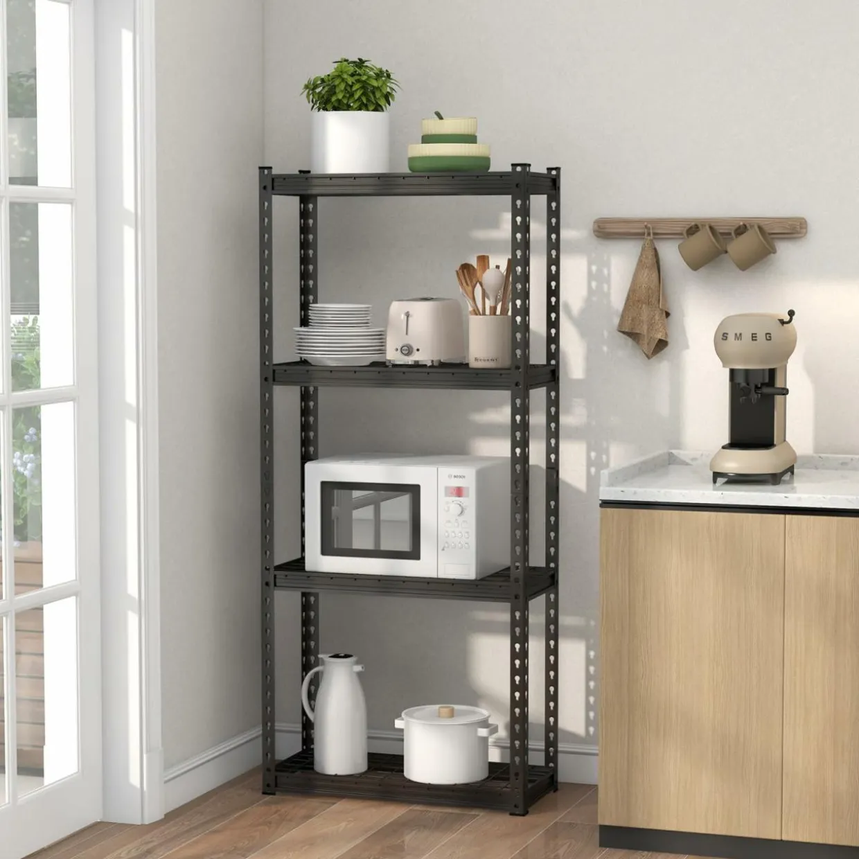 Tangkula 4-Tier Garage Storage Shelves for Warehouse Kitchen Pantry Basement, 27.5" x 12" x 60"