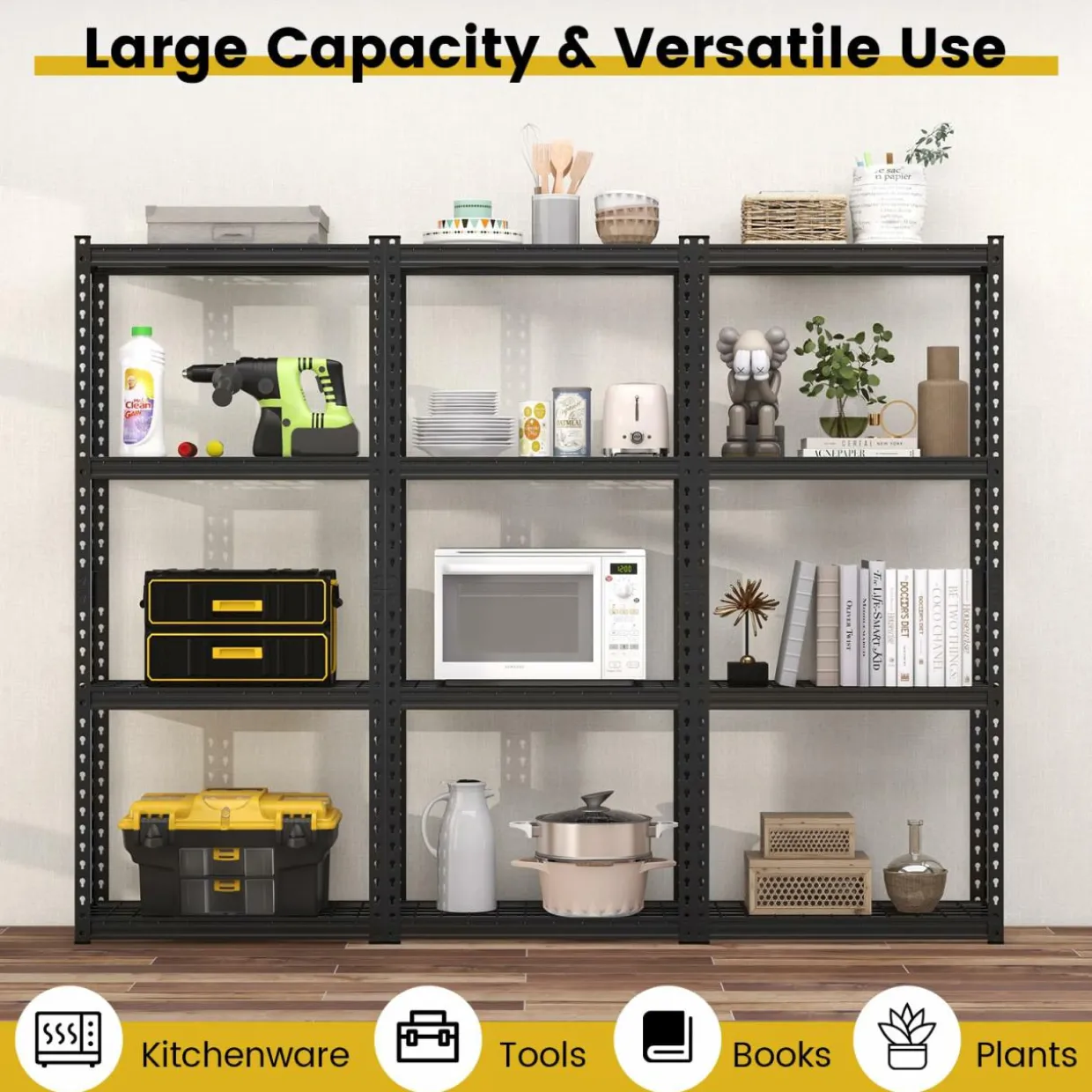 Tangkula 4-Tier Garage Storage Shelves for Warehouse Kitchen Pantry Basement, 27.5" x 12" x 60"