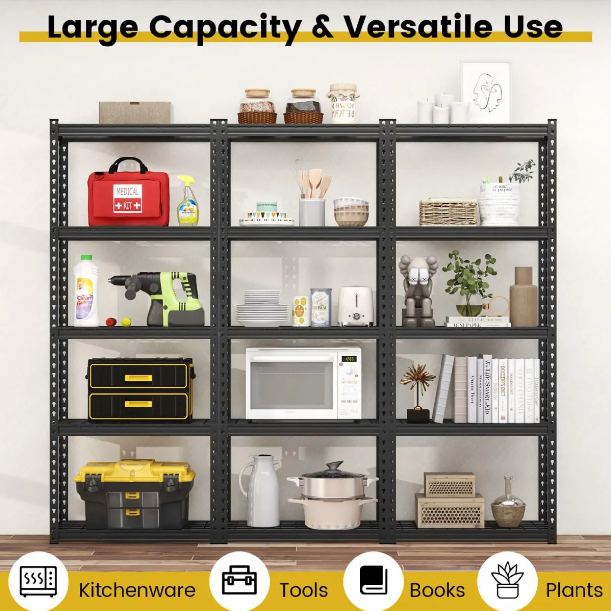 Tangkula 5-Tier Garage Storage Shelves, Heavy Duty Metal Storage Shelving Unit, 27.5" L x 12" W x 66" H
