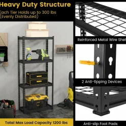 Tangkula 4-Tier Garage Storage Shelves for Warehouse Kitchen Pantry Basement, 27.5