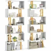 Tangkula 6-Tier Geometric Bookcase, 74.5-Inch S-Shaped Bookshelf with Metal Frame