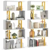 Tangkula 5-Tier Geometric Bookcase, 62-Inch S-Shaped Bookshelf with Metal Frame