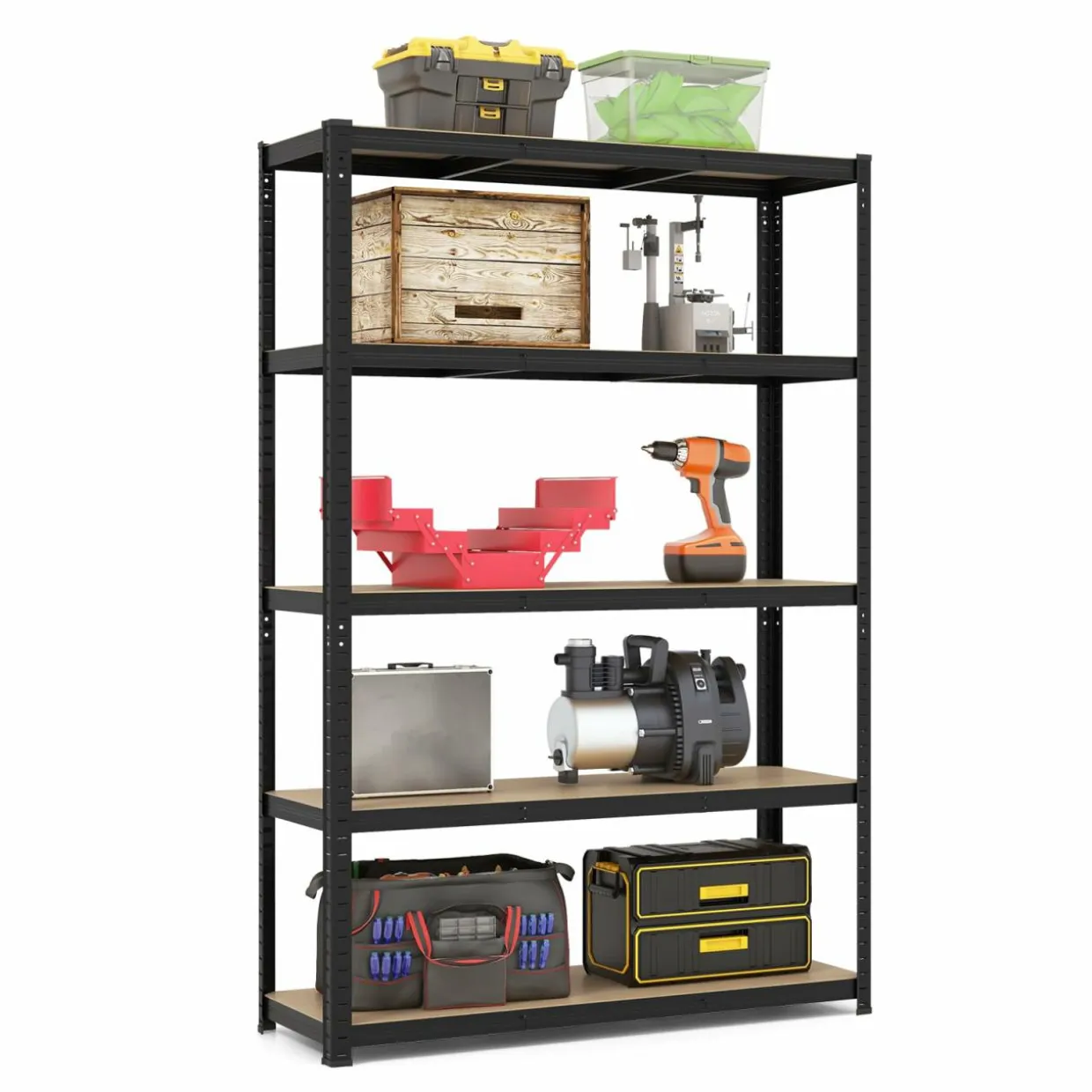 Tangkula 5-Tier Heavy Duty Metal Shelving with 2000 LBS Load, 35" / 47" Wide