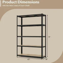 Tangkula 5-Tier Heavy Duty Metal Shelving with 2000 LBS Load, 35